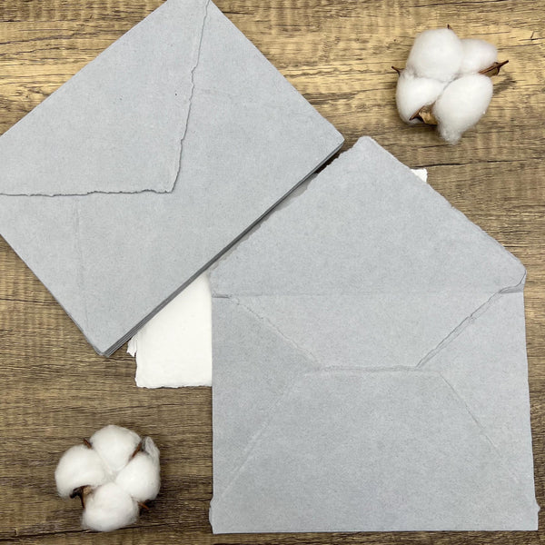 Dove Gray Handmade Cotton Envelopes (Set of 10) - Microfleur