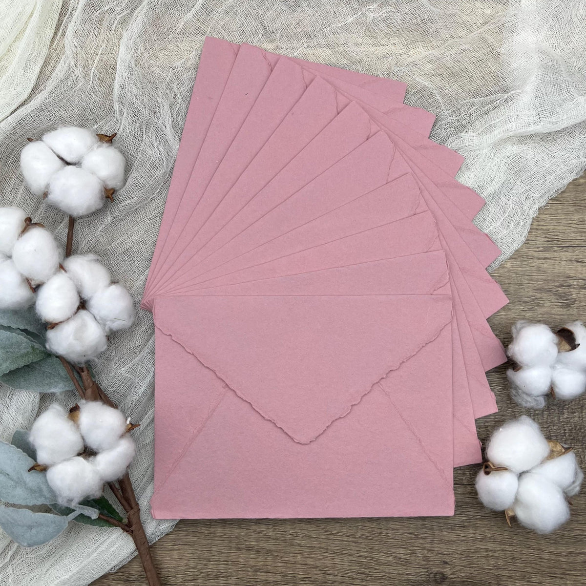 Dusty Rose Handmade Cotton Envelopes (Set of 10) - Microfleur