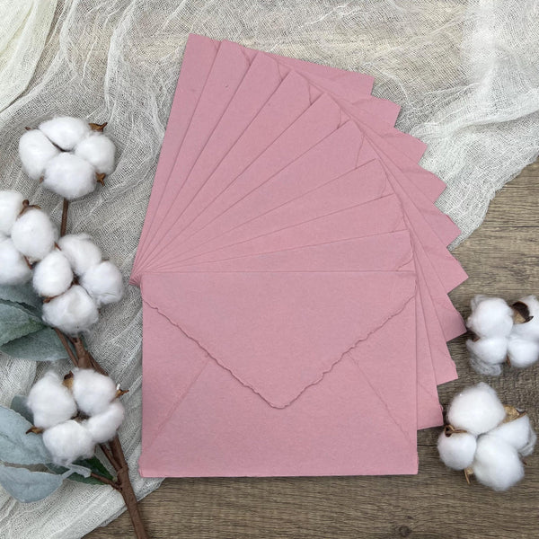 Dusty Rose Handmade Cotton Envelopes (Set of 10) - Microfleur