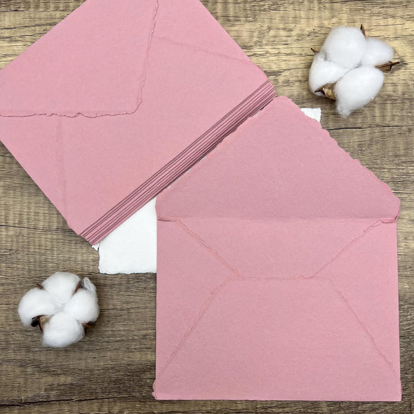Dusty Rose Handmade Cotton Envelopes (Set of 10) - Microfleur