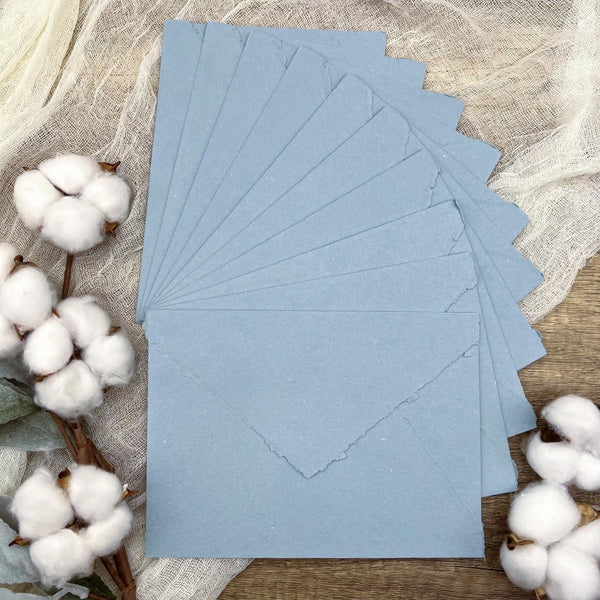 French Blue Handmade Cotton Envelopes (Set of 10) - Microfleur