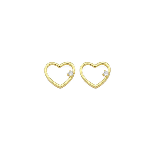 Gold CZ Open Heart Connector Charm, SkuY927 - Microfleur