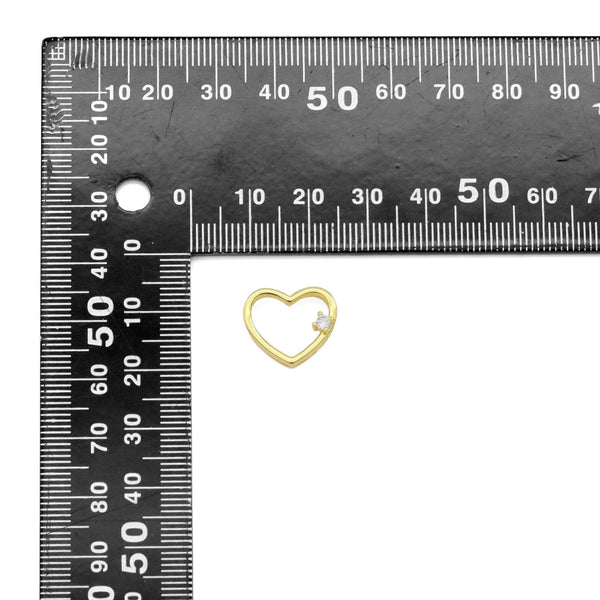 Gold CZ Open Heart Connector Charm, SkuY927 - Microfleur