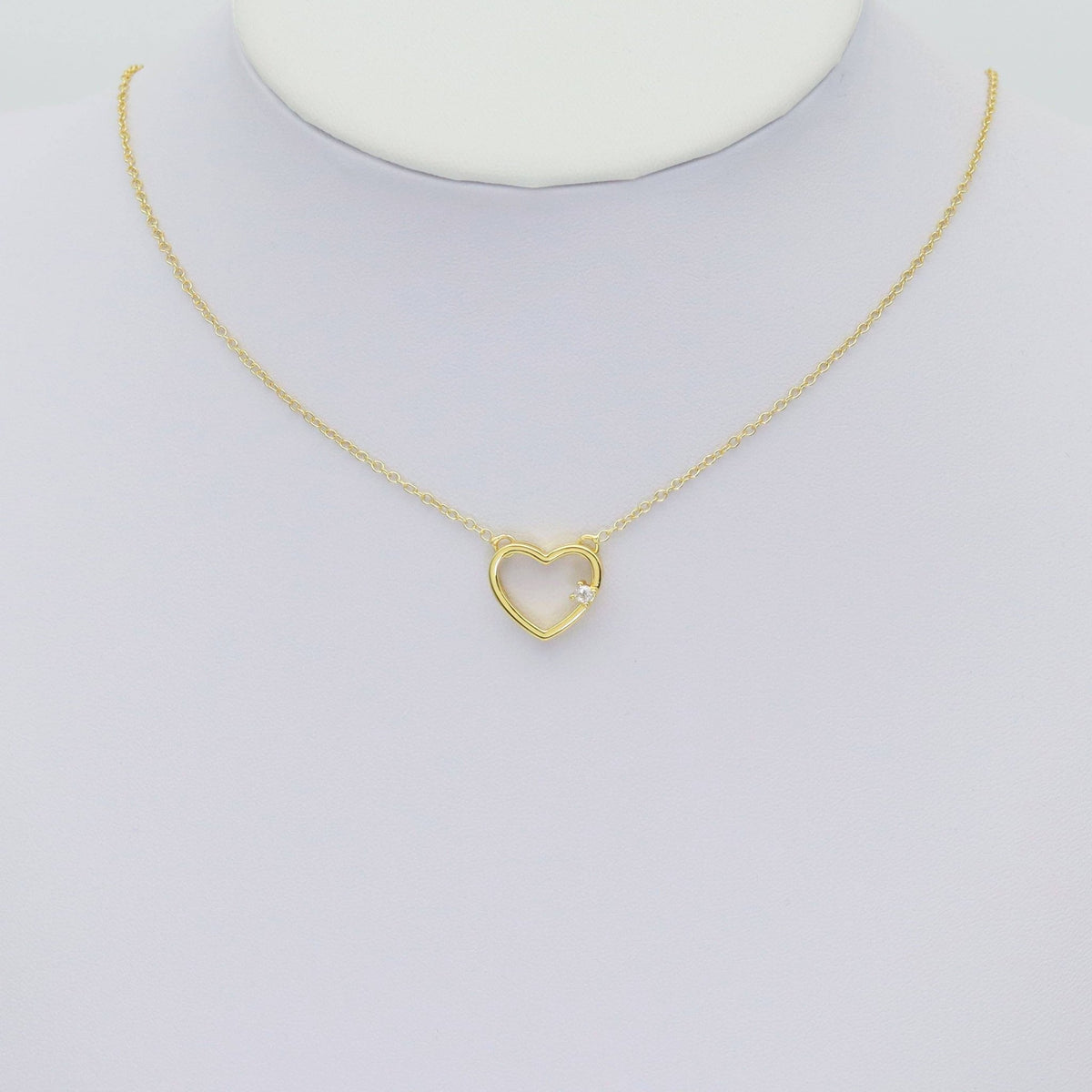 Gold CZ Open Heart Connector Charm, SkuY927 - Microfleur