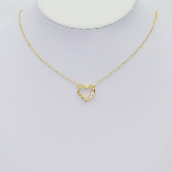 Gold CZ Open Heart Connector Charm, SkuY927 - Microfleur