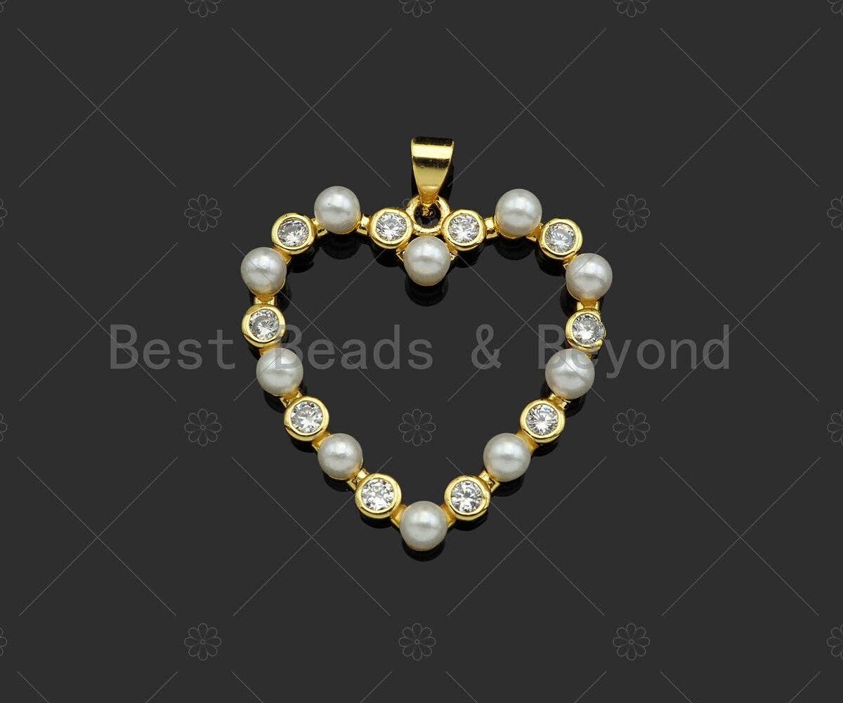 Gold Filled Pearl Open Heart Shape Pendant,Necklace Bracelet Pendant,SkuLD101 - Microfleur