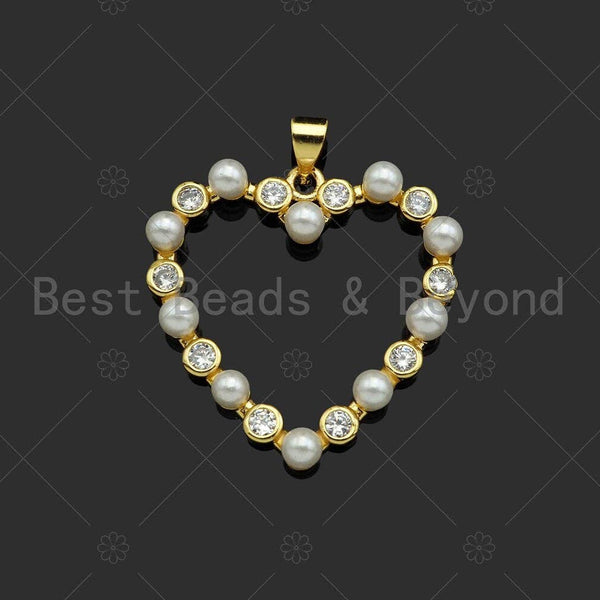 Gold Filled Pearl Open Heart Shape Pendant,Necklace Bracelet Pendant,SkuLD101 - Microfleur