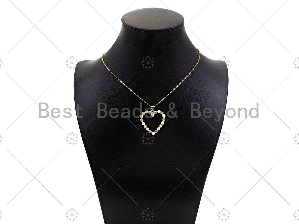 Gold Filled Pearl Open Heart Shape Pendant,Necklace Bracelet Pendant,SkuLD101 - Microfleur
