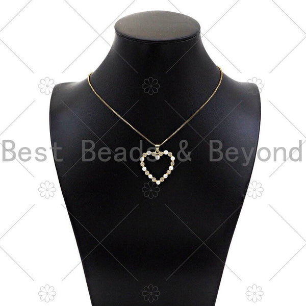 Gold Filled Pearl Open Heart Shape Pendant,Necklace Bracelet Pendant,SkuLD101 - Microfleur
