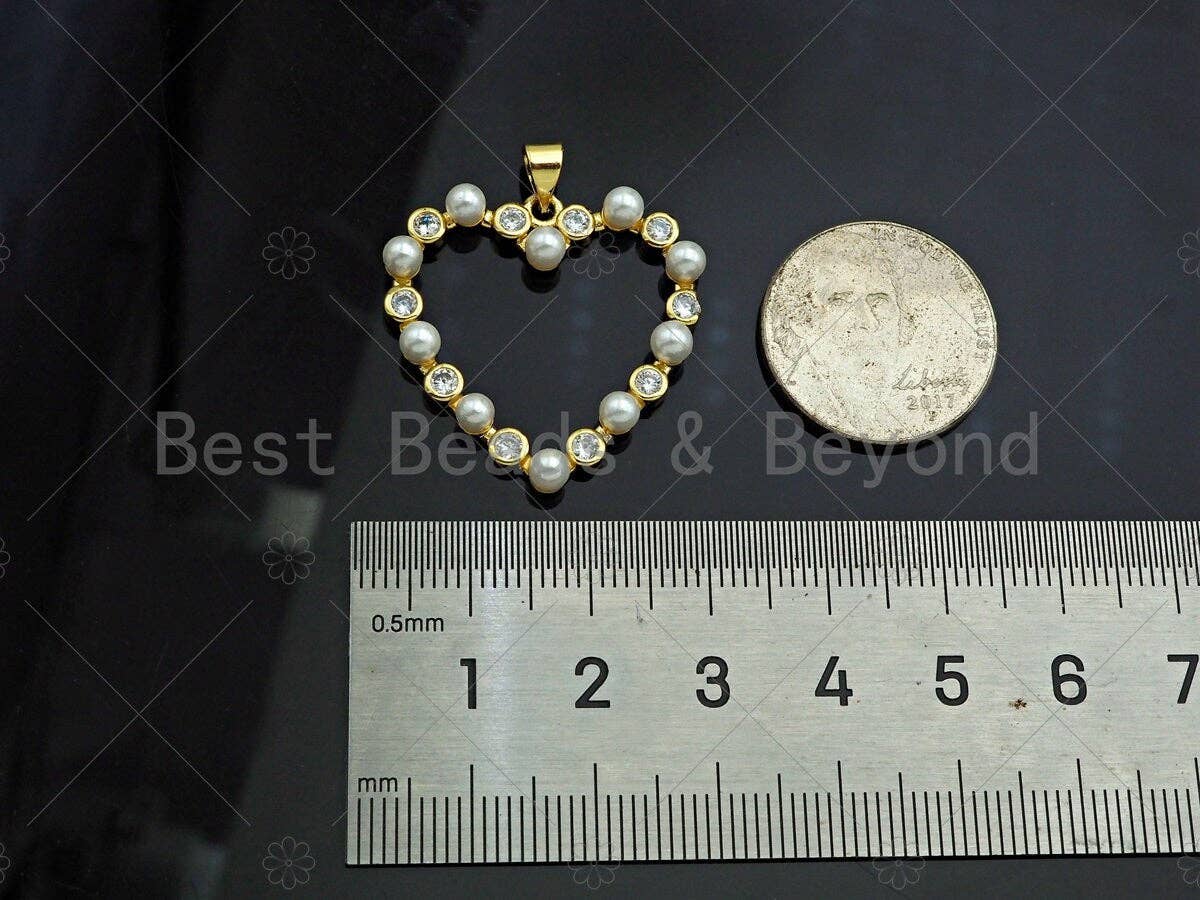Gold Filled Pearl Open Heart Shape Pendant,Necklace Bracelet Pendant,SkuLD101 - Microfleur