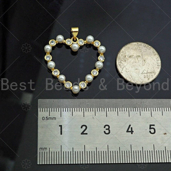 Gold Filled Pearl Open Heart Shape Pendant,Necklace Bracelet Pendant,SkuLD101 - Microfleur