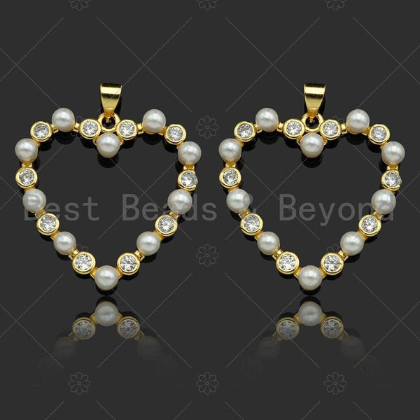 Gold Filled Pearl Open Heart Shape Pendant,Necklace Bracelet Pendant,SkuLD101 - Microfleur