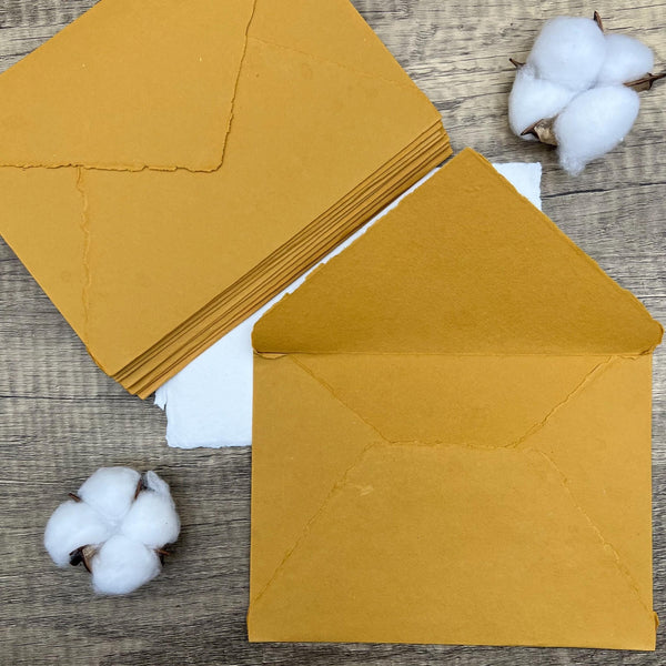Honey Gold Handmade Cotton Envelopes (Set of 10) - Microfleur