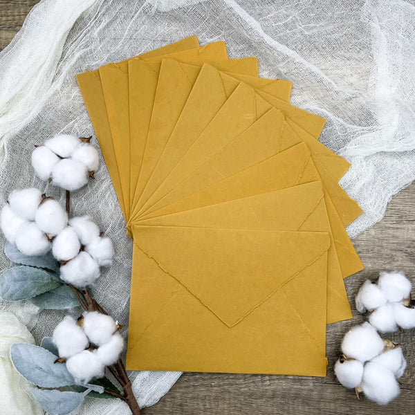 Honey Gold Handmade Cotton Envelopes (Set of 10) - Microfleur