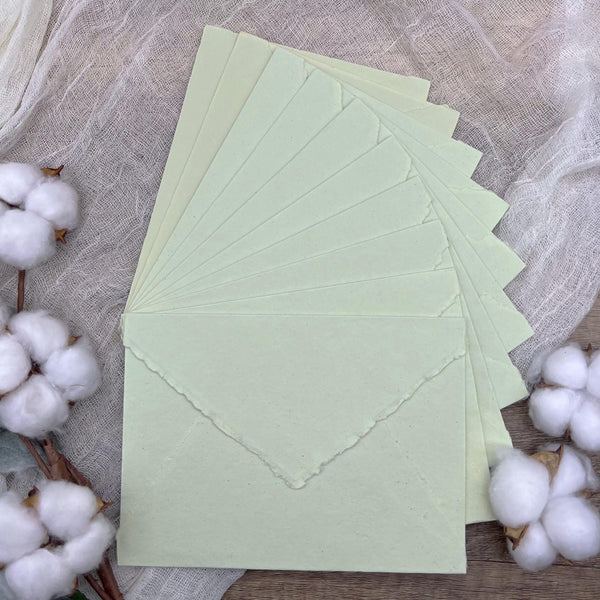 Honeydew Green Handmade Cotton Envelopes (Set of 10) - Microfleur