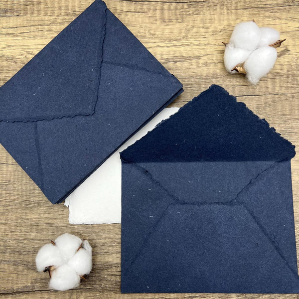 Indigo Handmade Cotton Envelopes (Set of 10) - Microfleur