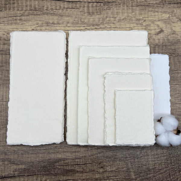 Ivory 300gsm Handmade Cotton Paper (Set of 10) Cut Edge - Microfleur
