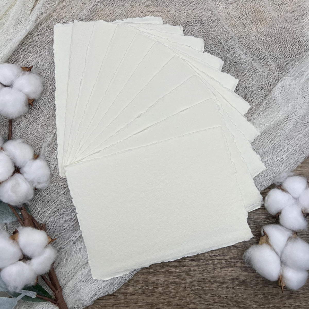 Ivory 300gsm Handmade Cotton Paper (Set of 10) Cut Edge - Microfleur
