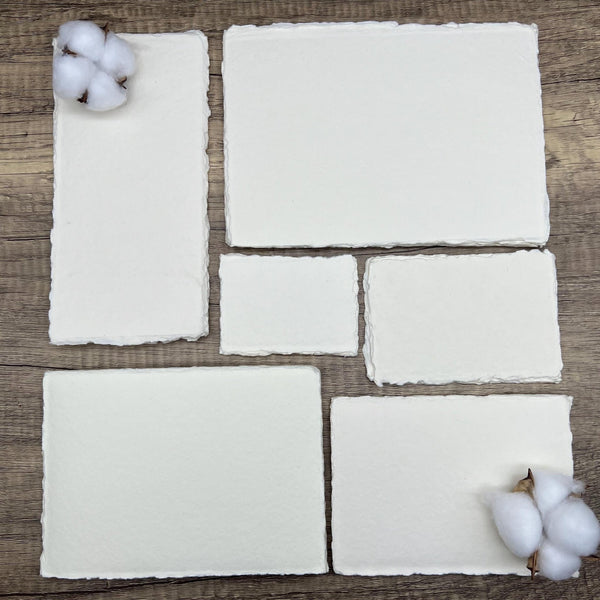 Ivory 300gsm Handmade Cotton Paper (Set of 10) Cut Edge - Microfleur