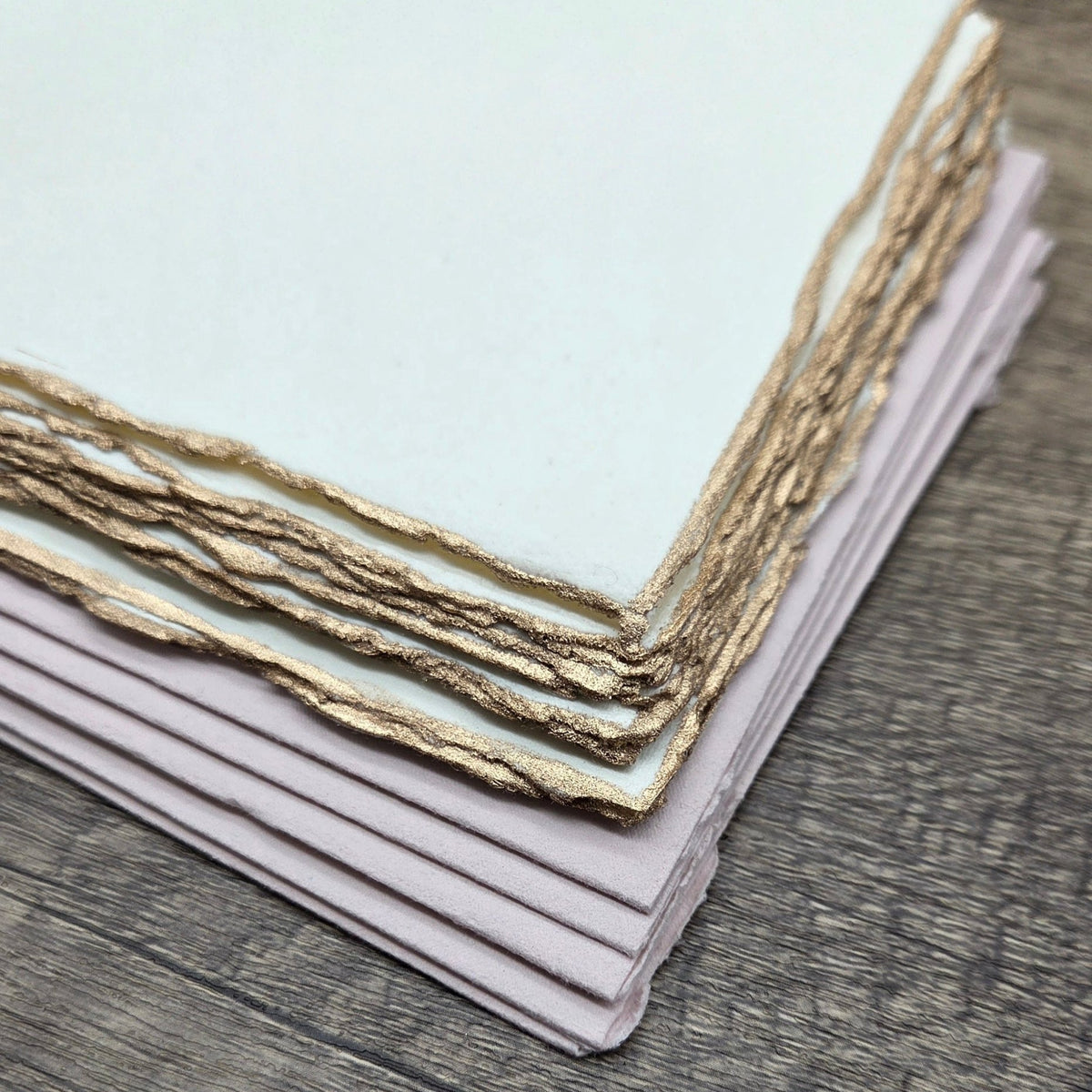 Ivory Gold Trim Handmade Cotton Paper (Set of 10) - Microfleur
