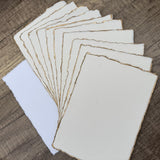 Ivory Gold Trim Handmade Cotton Paper (Set of 10) - Microfleur