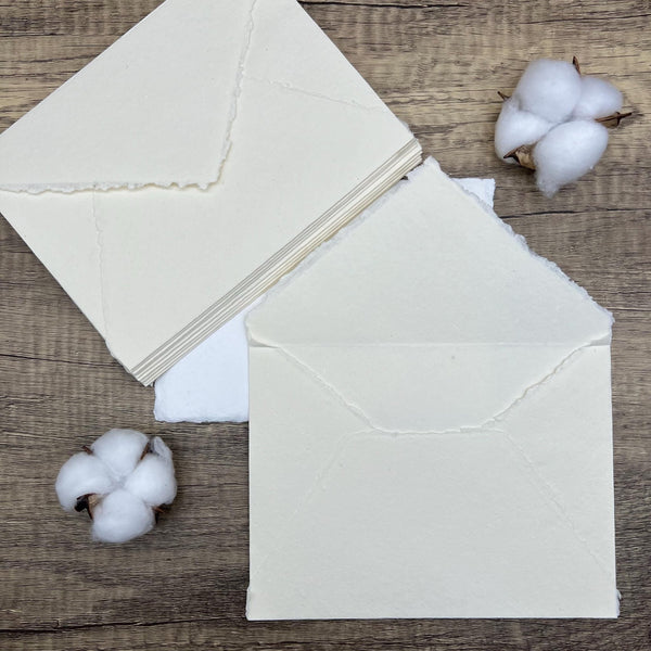 Ivory Handmade Cotton Envelopes (Set of 10) - Microfleur