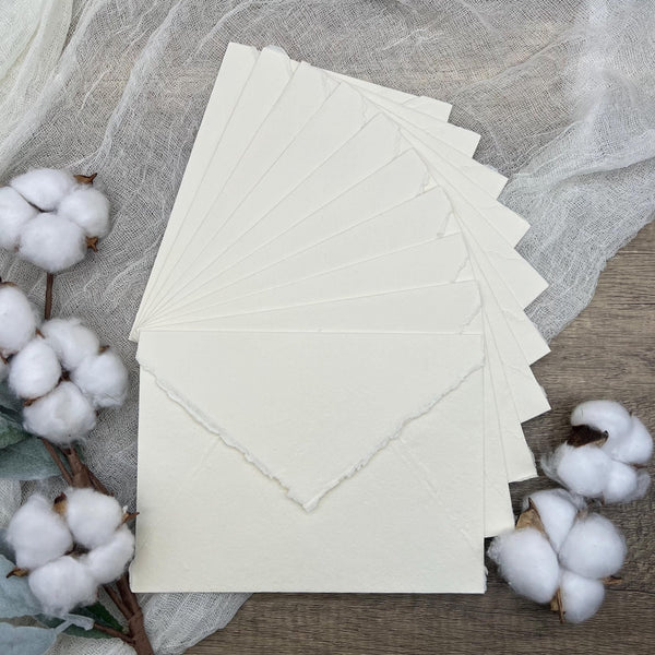 Ivory Handmade Cotton Envelopes (Set of 10) - Microfleur