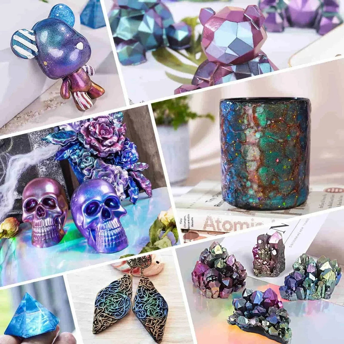 Let's Resin Chameleon Mica Powder - 10 Jar Set - Microfleur