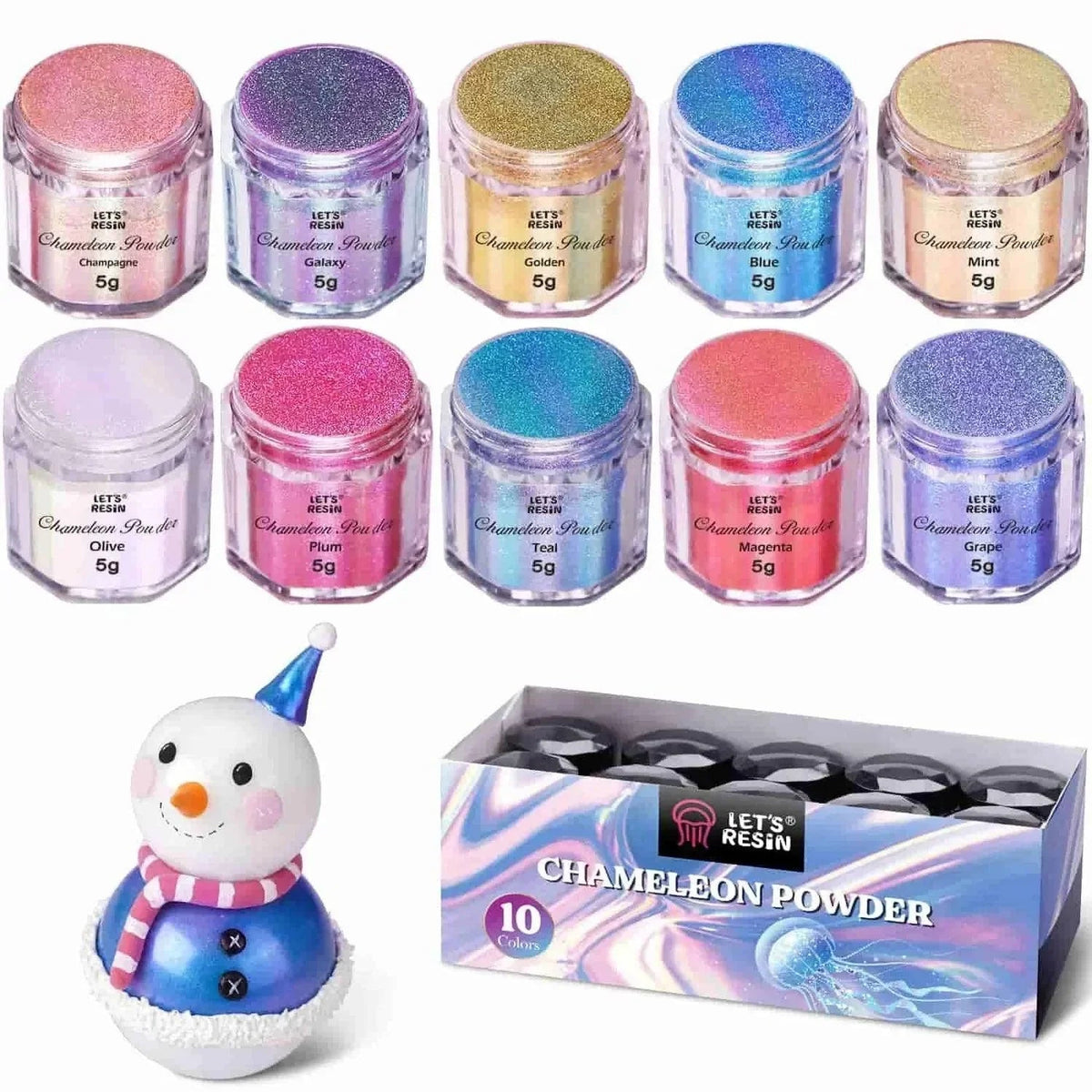 Let's Resin Chameleon Mica Powder - 10 Jar Set - Microfleur