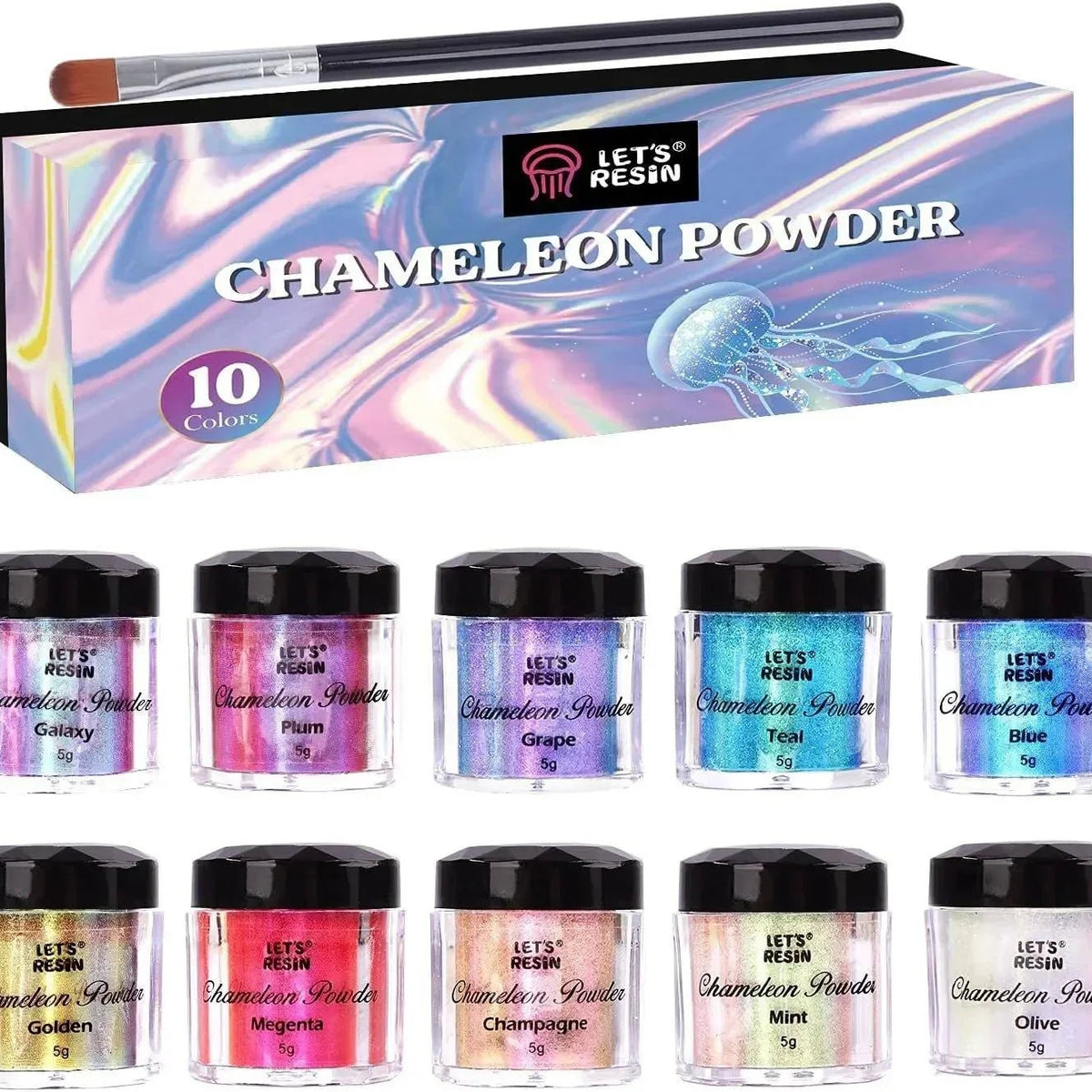 Let's Resin Chameleon Mica Powder - 10 Jar Set - Microfleur