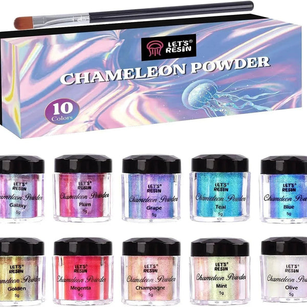 Let's Resin Chameleon Mica Powder - 10 Jar Set - Microfleur