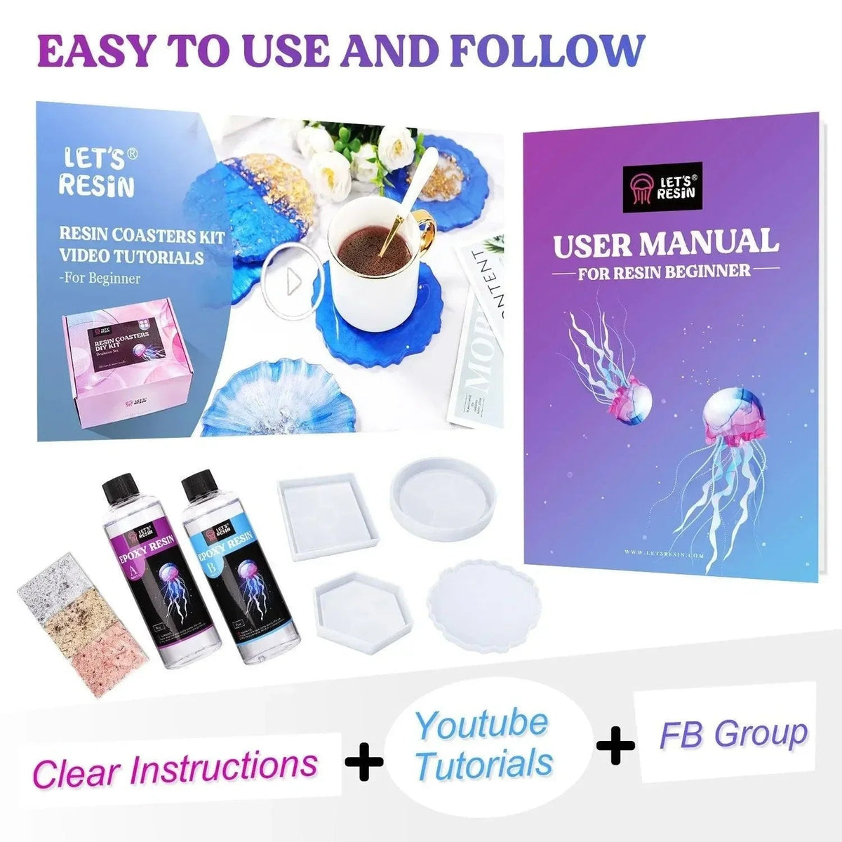 Let's Resin UV Resin Kit - Coasters - Microfleur