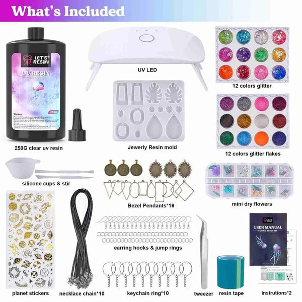 Let's Resin UV Resin Kit - Keychain, Jewelry & Light - Microfleur