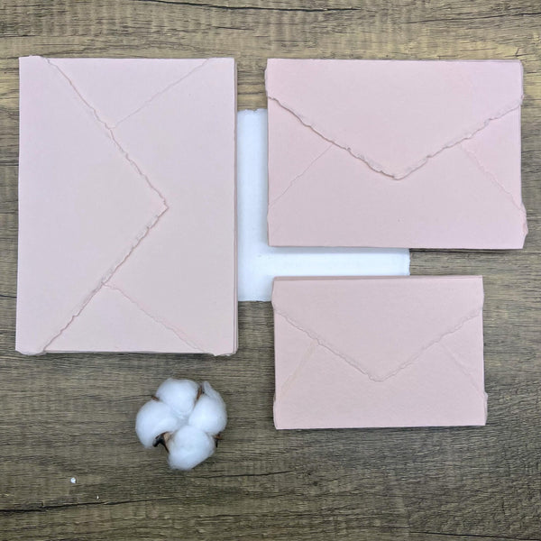 Light Pink Handmade Cotton Envelopes (Set of 10) - Microfleur