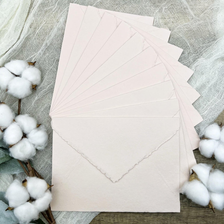 Light Pink Handmade Cotton Envelopes (Set of 10) - Microfleur