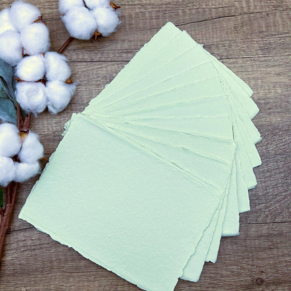 Pale Green Handmade Cotton Paper (Set of 10) - Microfleur
