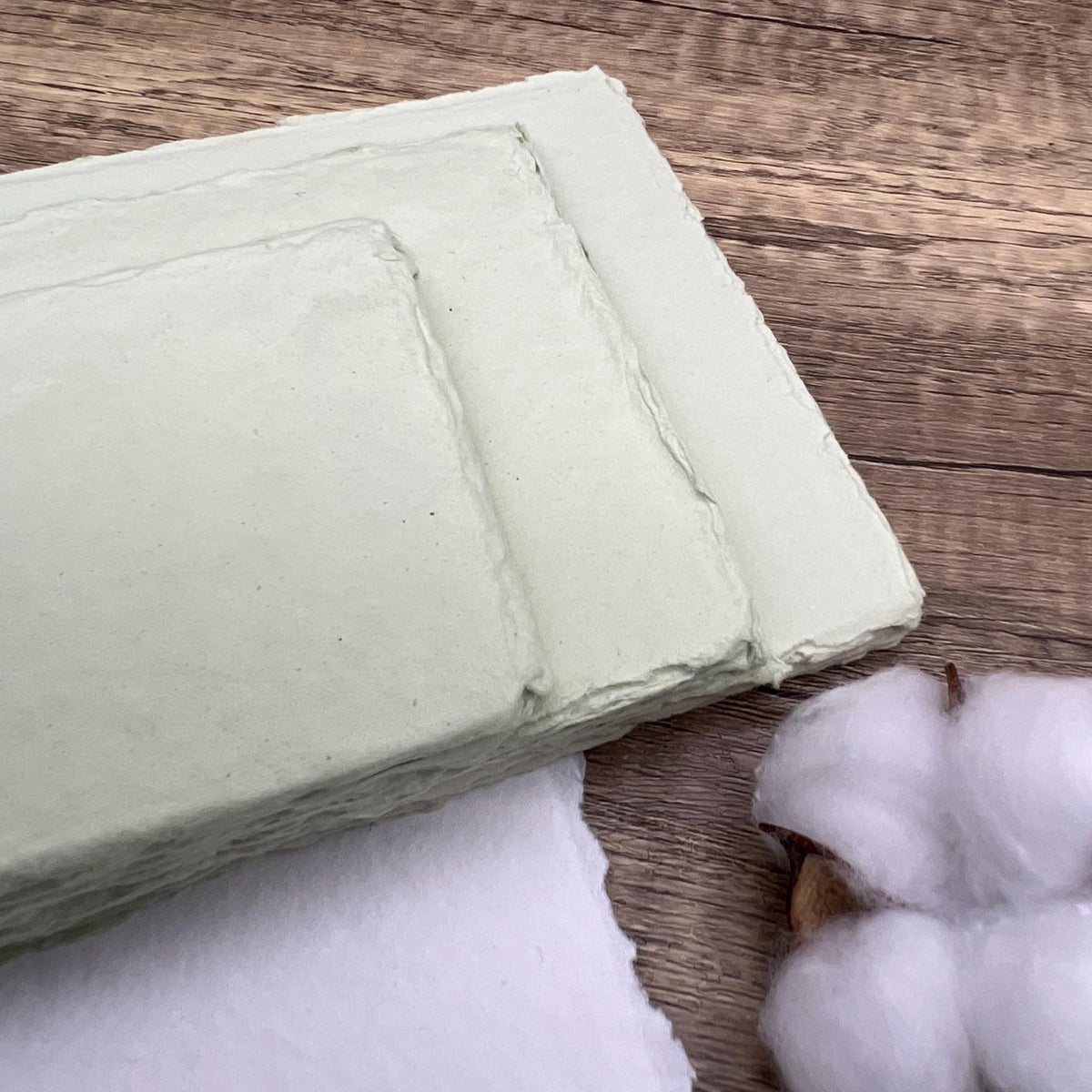 Pale Green Handmade Cotton Paper (Set of 10) - Microfleur