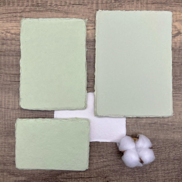 Pale Green Handmade Cotton Paper (Set of 10) - Microfleur