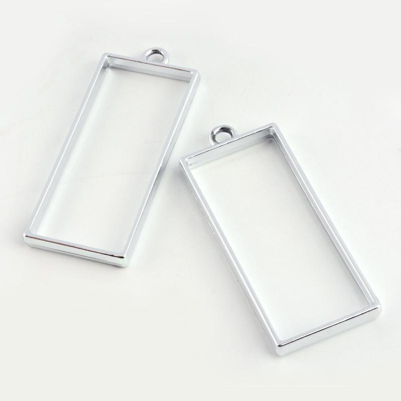 Rectangle Open Back Bezel Pendant - Long - Microfleur