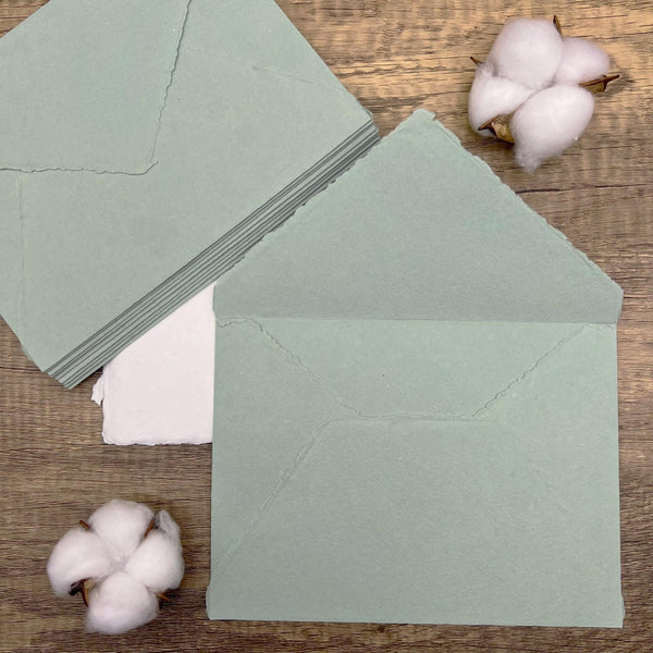 Sage Mist Handmade Cotton Envelopes (Set of 10) - Microfleur