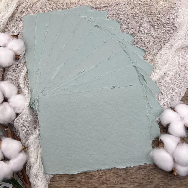 Sage Mist Handmade Cotton Paper (Set of 10) - Microfleur