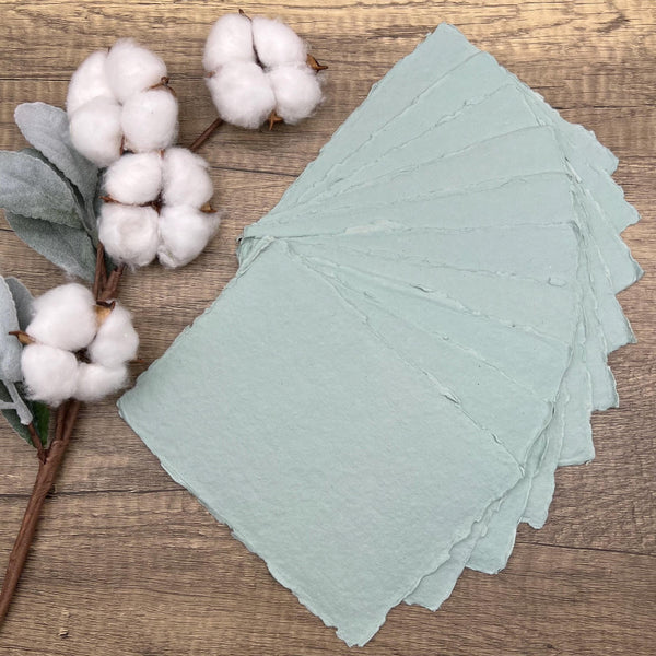 Sage Mist Handmade Cotton Paper (Set of 10) - Microfleur