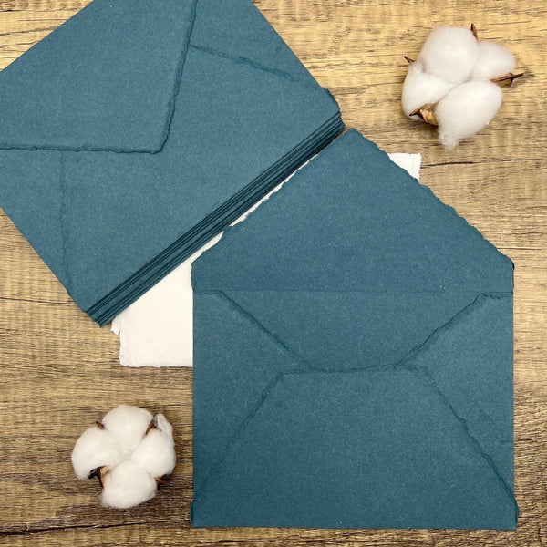 Smoky Blue Handmade Cotton Envelopes (Set of 10) - Microfleur