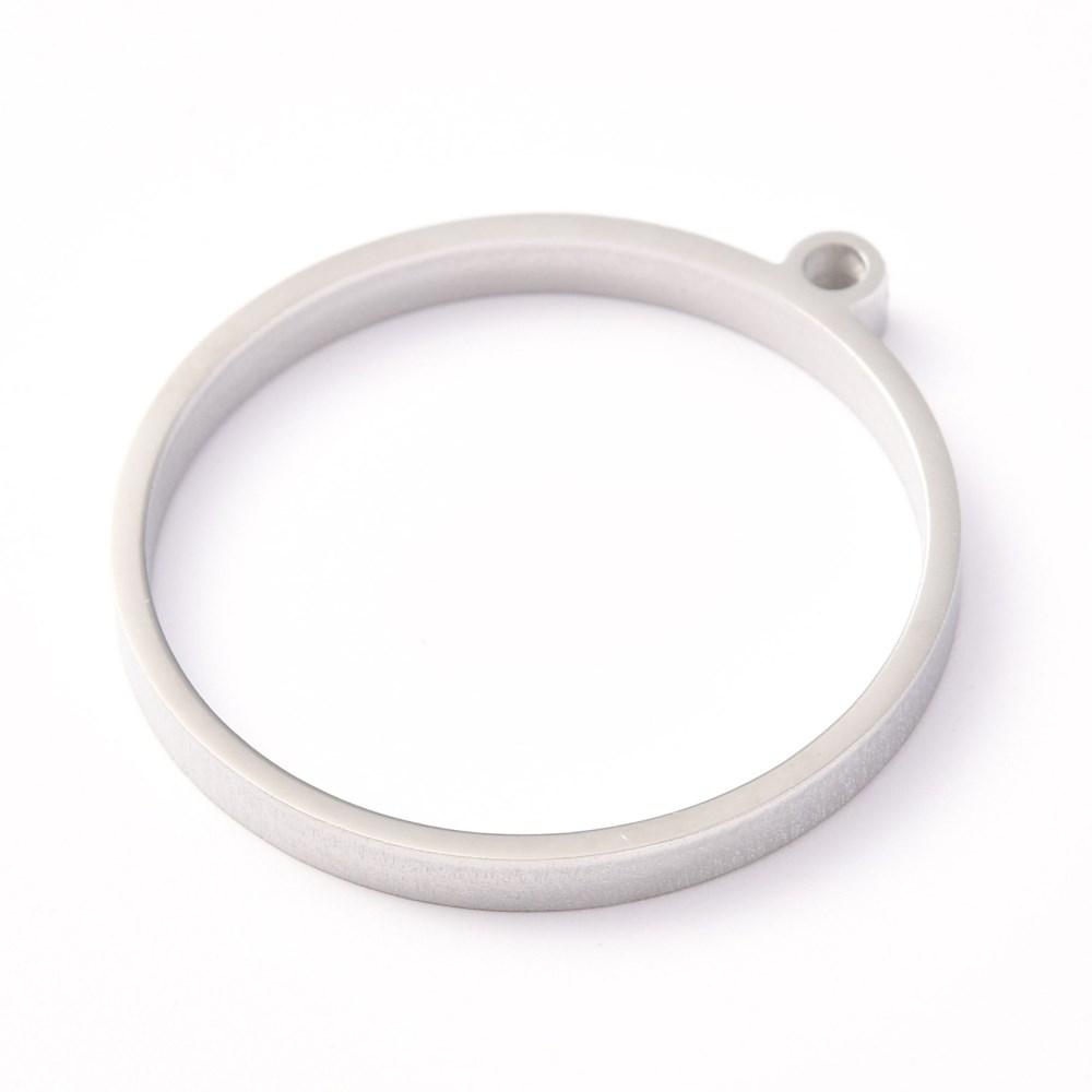 Stainless Steel Circle Open Back Bezel Pendant - Microfleur