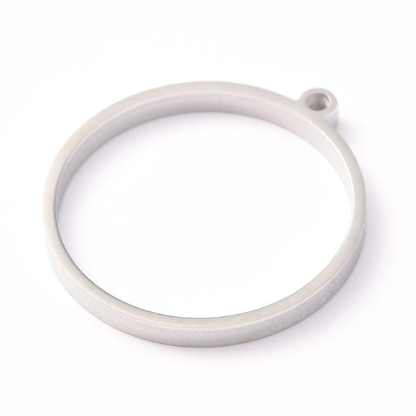 Stainless Steel Circle Open Back Bezel Pendant - Microfleur