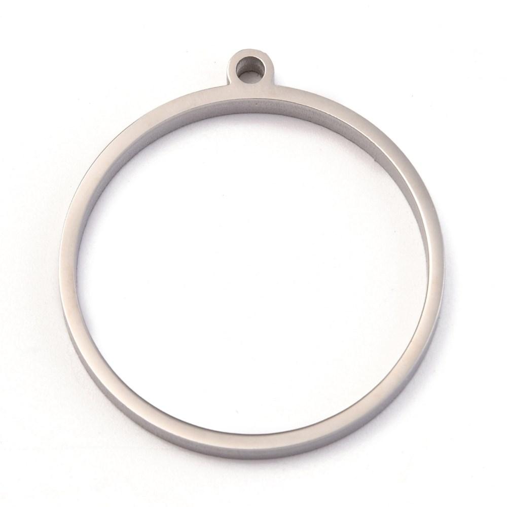 Stainless Steel Circle Open Back Bezel Pendant - Microfleur