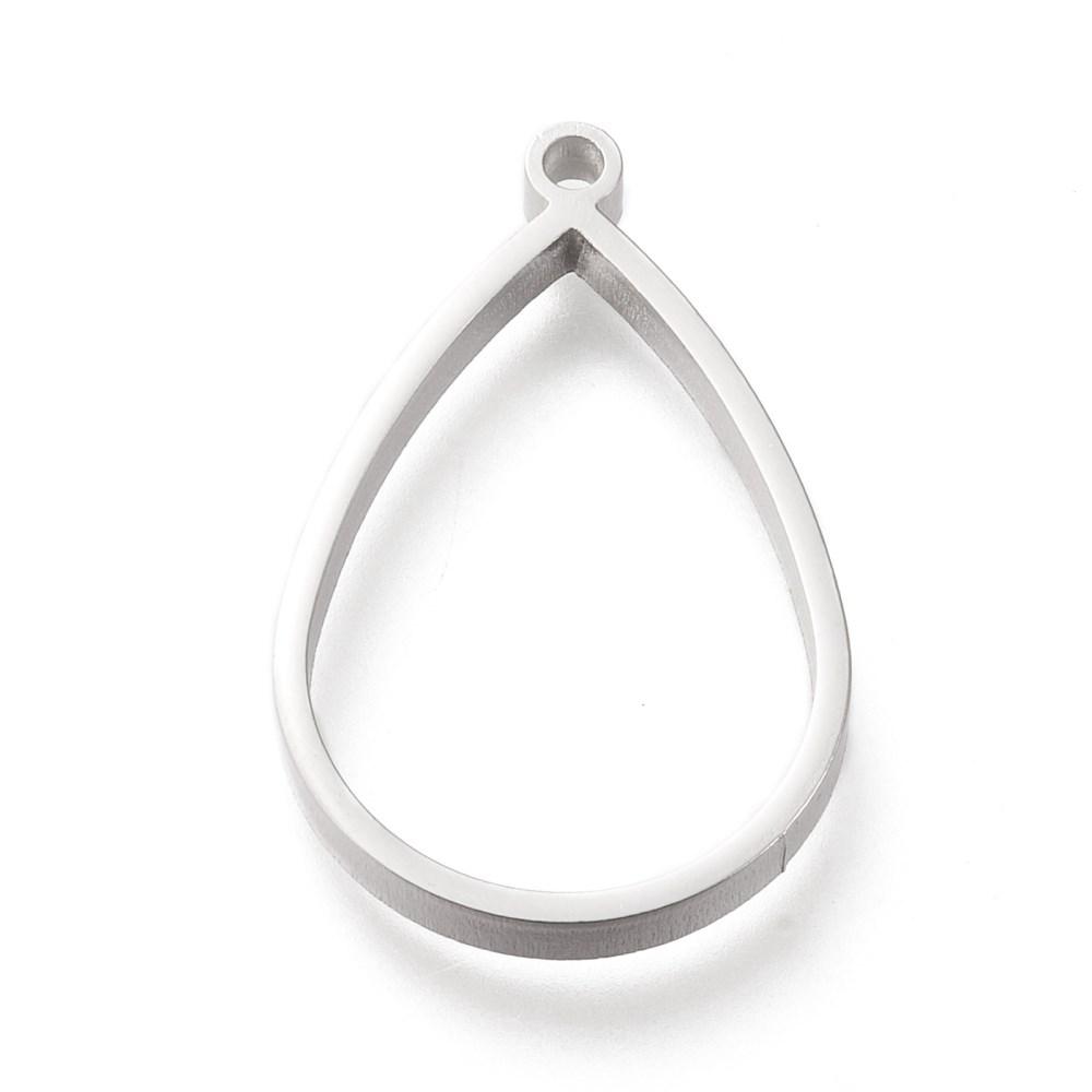 Stainless Steel Drop Open Back Bezel Pendant - Microfleur