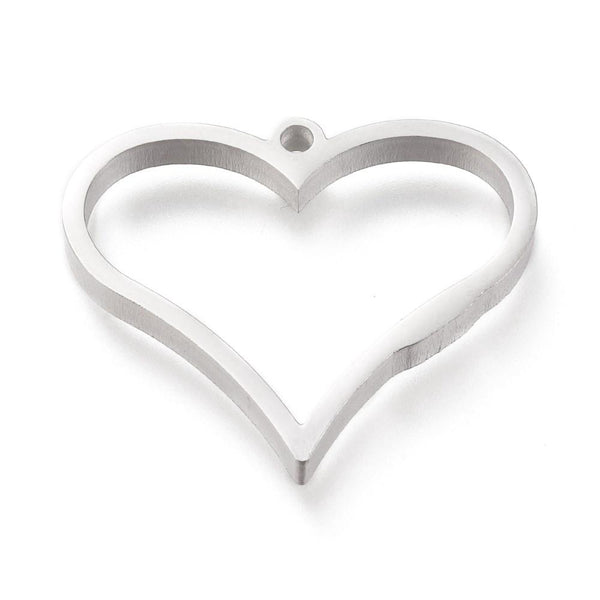 Stainless Steel Heart Open Back Bezel Pendant - Microfleur