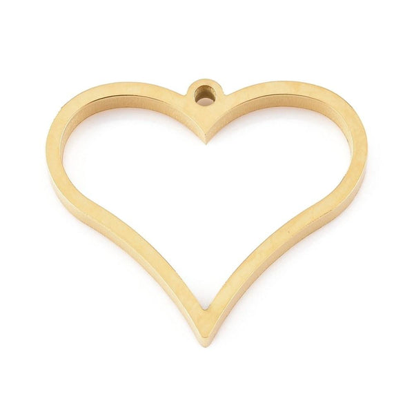 Stainless Steel Heart Open Back Bezel Pendant - Microfleur