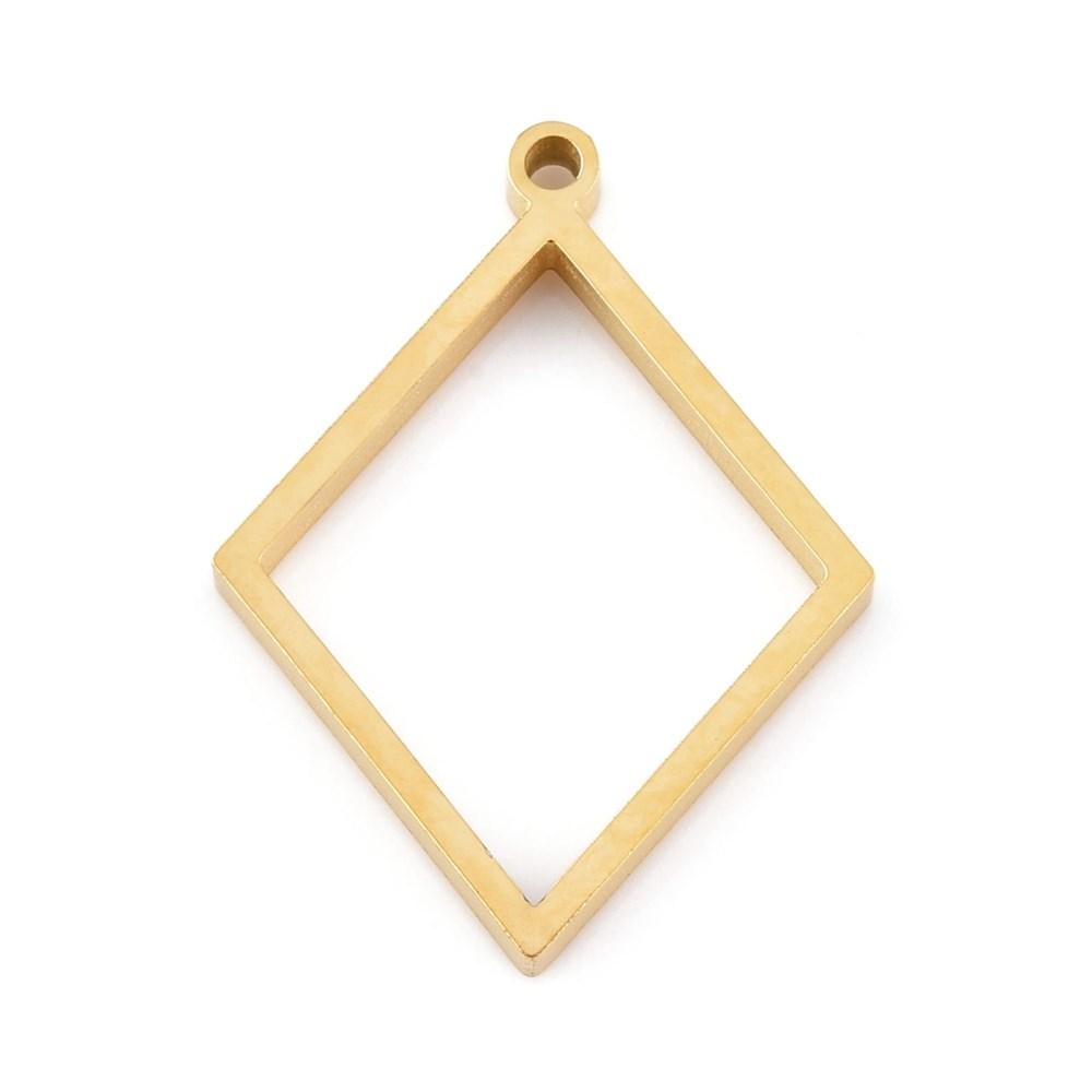 Stainless Steel Rhombus Open Back Bezel Pendant - Microfleur